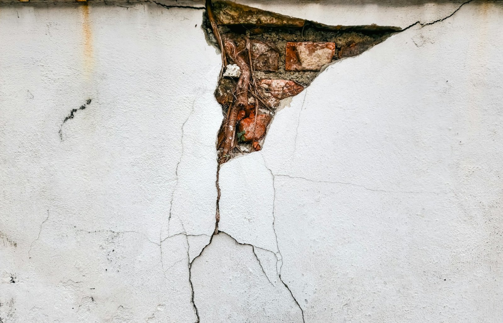 Bröckelnde Putzwand im Innenraum
